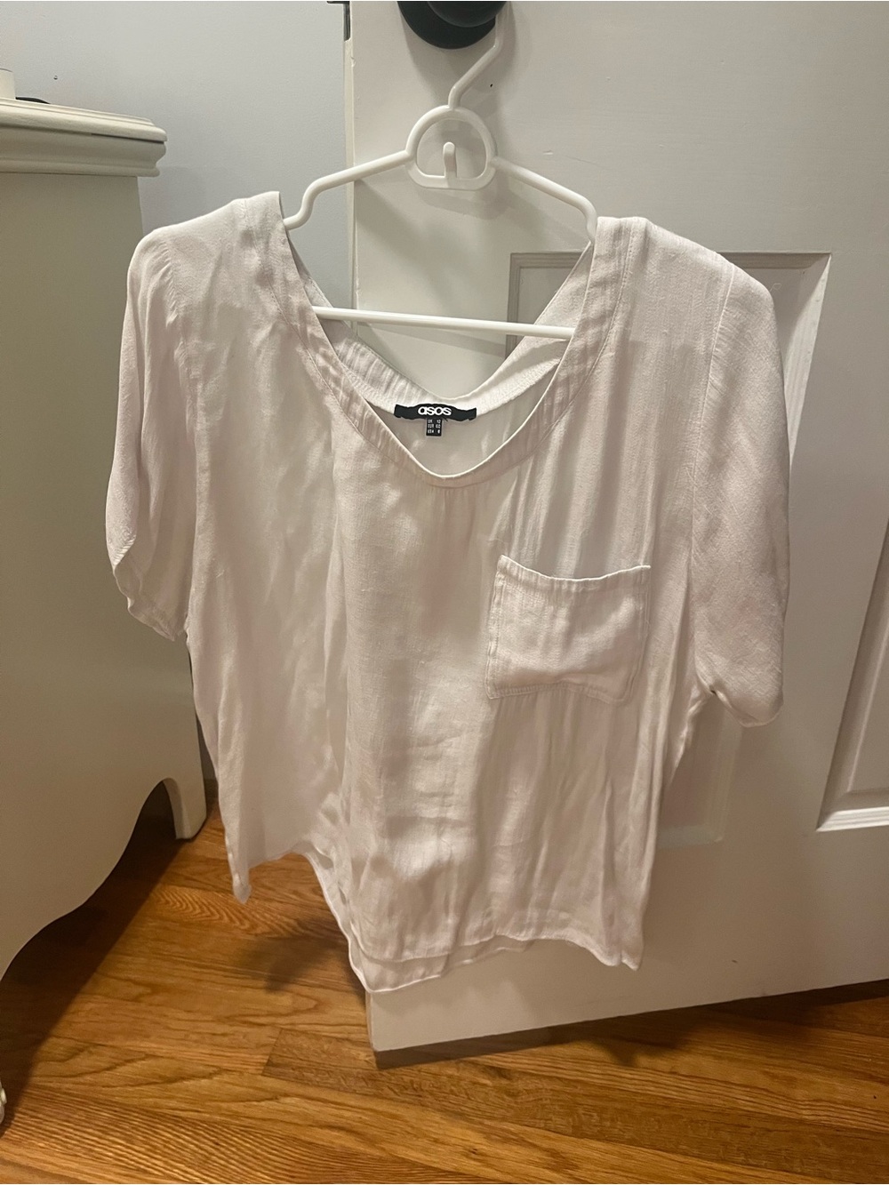 ASOS White Short Sleeve V-Neck Pocket Tee